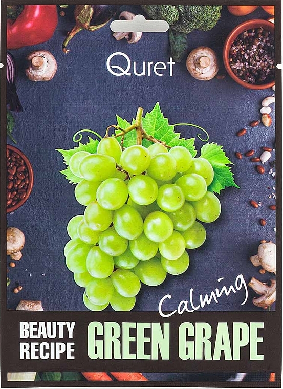 Maska w płachcie z ekstraktem z winogron - Quret Beauty Recipe Mask Green Grape Calming — Zdjęcie N1