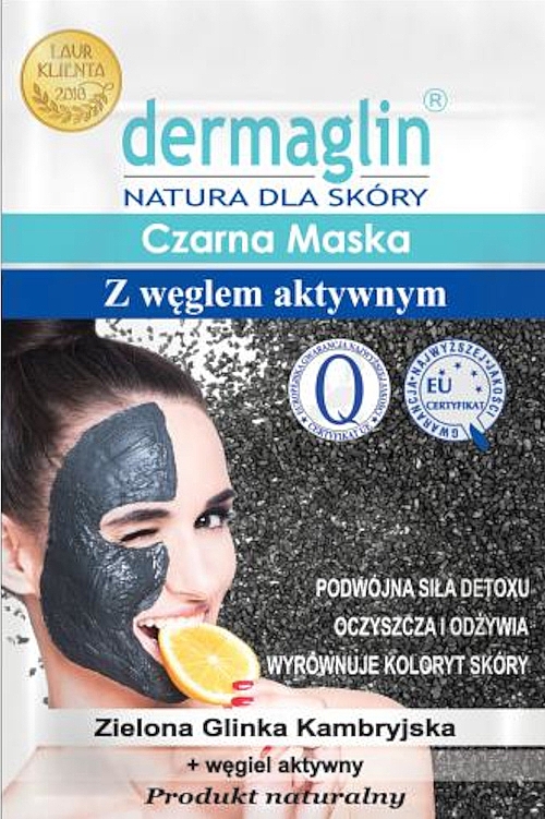 Czarna maska do twarzy z węglem aktywnym - Dermaglin — Zdjęcie N1