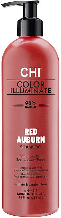 Szampon wzmacniający kolor włosów farbowanych, kasztanowy brąz - CHI Color Illuminate Shampoo Red Auburn — Zdjęcie N1