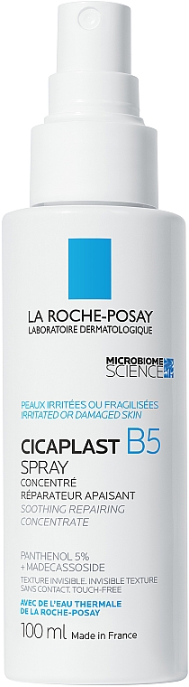Łagodzący koncentrat naprawczy w sprayu do podrażnionej lub zniszczonej skóry twarzy i ciała dorosłych i dzieci - La Roche-Posay Cicaplast B5 Spray — Zdjęcie N1
