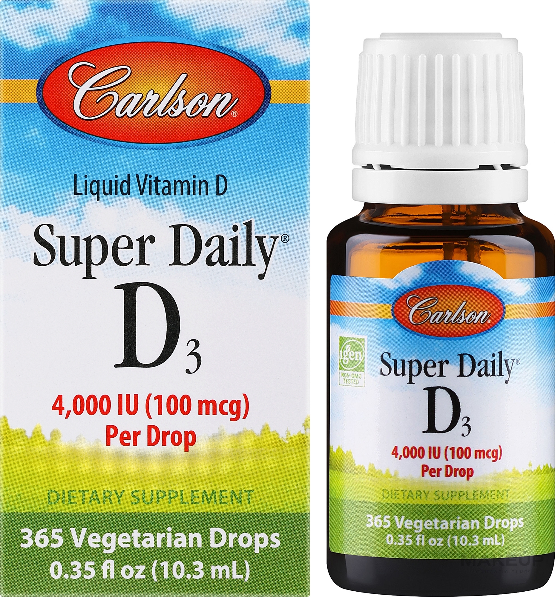 Witamina D3 w kroplach, 4000 j.m. - Carlson Super Daily Liquid Vitamin D3 — Zdjęcie 10 ml