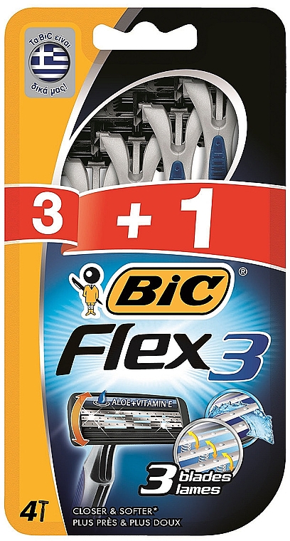 Jednorazowe maszynki do golenia, 4 szt. - Bic Flex 3 Classic — Zdjęcie N3