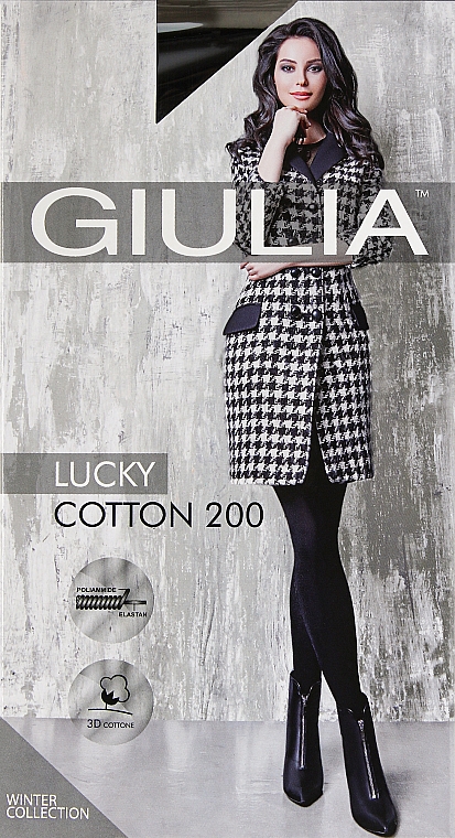 Rajstopy damskie Lucky Cotton 200 Den, nero - Giulia — Zdjęcie N1