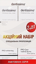 Zestaw past do zębów - Dentissimo 1+1 Pro-Whitening+Pro-Care Teeth&Gums (toothpaste/75mlx2) — Zdjęcie N1