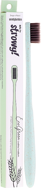 Szczoteczka do zębów ze słomy pszenicznej, średnia miętowa - WoodyBamboo Toothbrush EcoGreen Medium — Zdjęcie N1