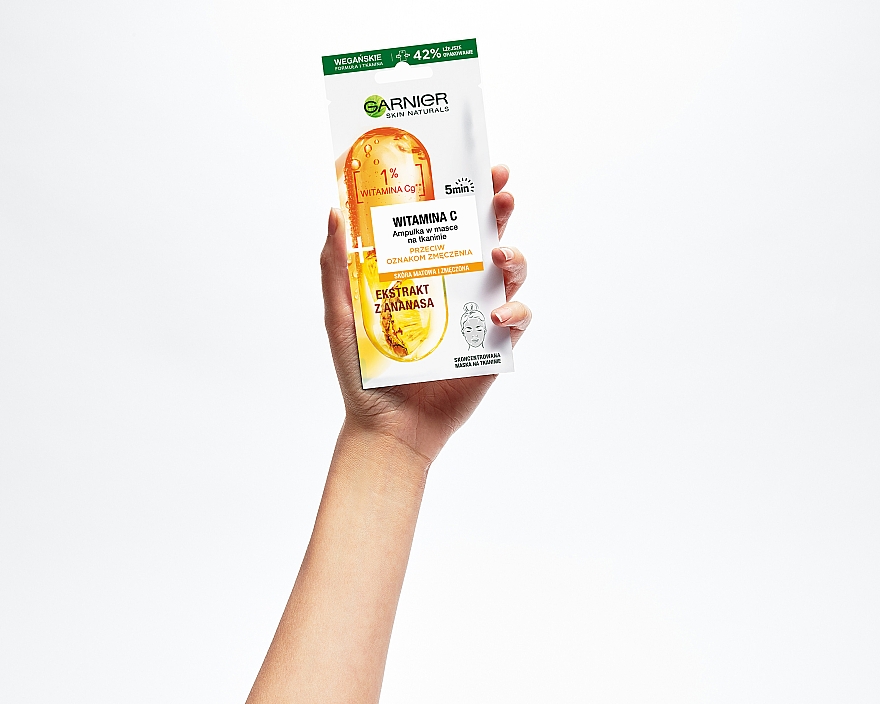 Ampułka w masce na tkaninie przeciw oznakom zmęczenia z witaminą C i ekstraktem z ananasa - Garnier Skin Naturals  — Zdjęcie N6