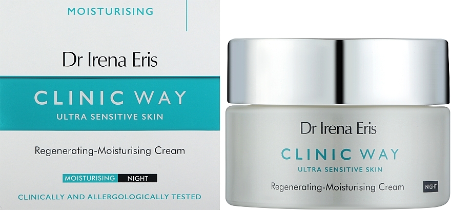 Regenerująco-nawilżający krem do twarzy na noc - Dr Irena Eris Clinic Way Ultra Sensitive Skin Regenerating-Moisturising Cream Night — Zdjęcie N2