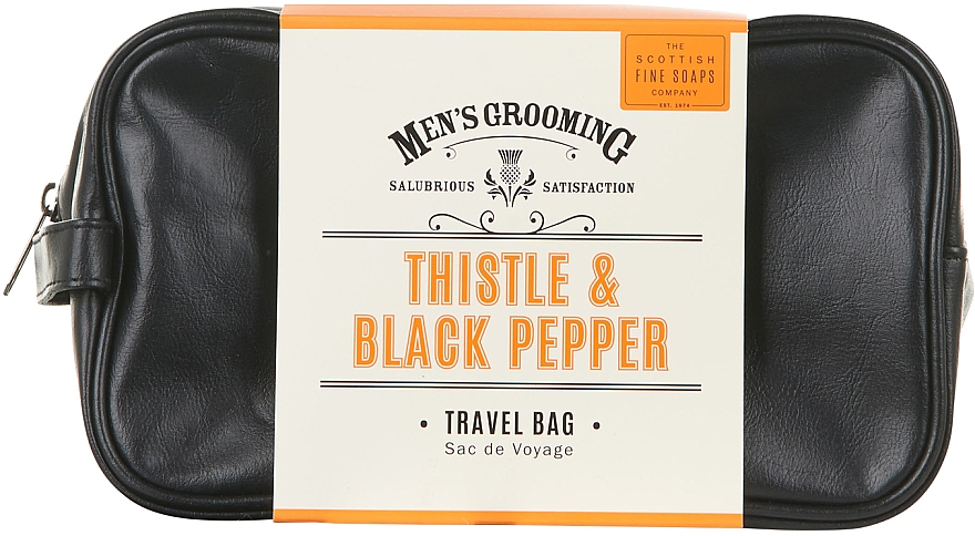 Zestaw - Scottish Fine Soaps Mens Grooming Thistle & Black Pepper Travel Bag (sh/gel 75 ml + f/wash 75 ml + a/sh/balm 75 ml + f/cr 75 ml + towel + bag) — Zdjęcie N3