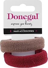 Gumki do włosów FA-5642, brązowa + bordowa - Donegal — Zdjęcie N1