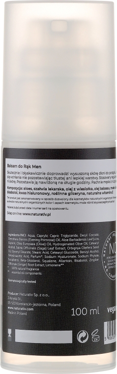 Balsam do rąk dla mężczyzn - Naturativ Men Hand Balm — Zdjęcie N2