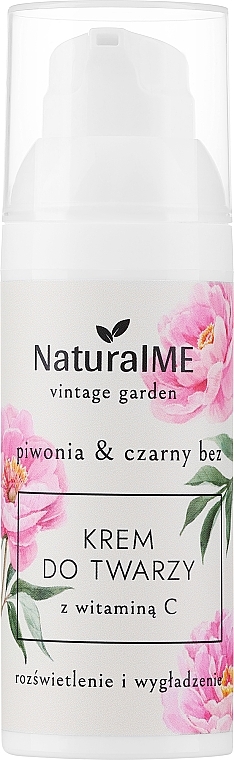 Krem do twarzy z witaminą C - NaturalME Vintage Garden Peony & Elderberry Brightening & Smoothing Cream With Vitamin C — Zdjęcie N1