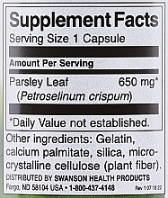 Kapsułki Pietruszka, 650 mg - Swanson Parsley Capsules — Zdjęcie N3