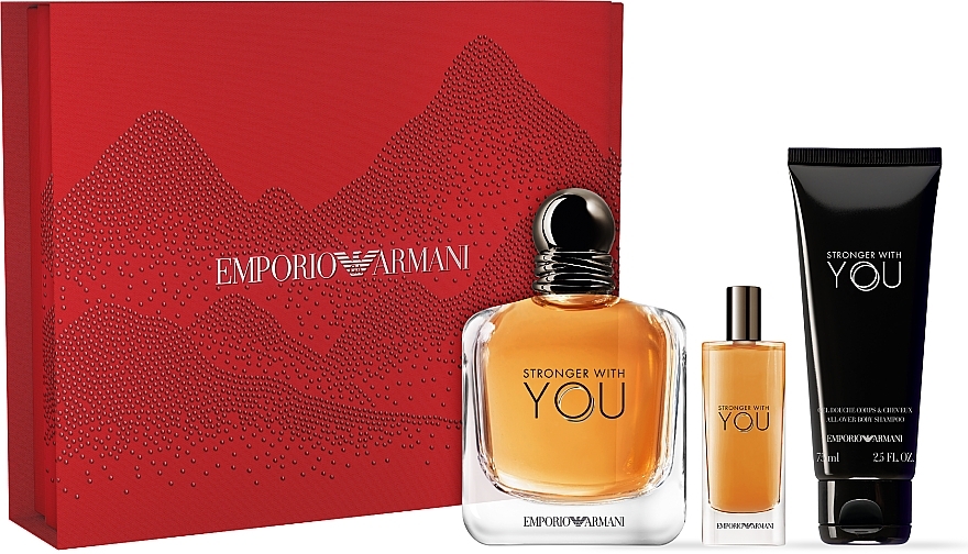 Giorgio Armani Emporio Armani Stronger With You - Zestaw (edt/100ml + edt/15ml + sh/gel/75ml) — Zdjęcie N1