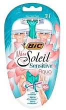 Jednorazowe maszynki do golenia dla kobiet, 3 szt. - Bic Miss Soleil 3 Sensitive Aqua Colors — Zdjęcie N1