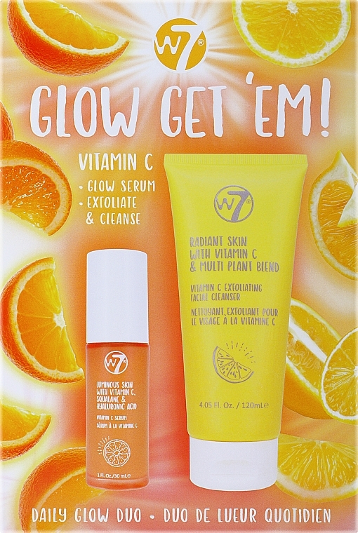 Zestaw - W7 Glow Get 'Em Vitamin C Gift Set (f/ser/30ml + f/peeling/120ml) — Zdjęcie N1