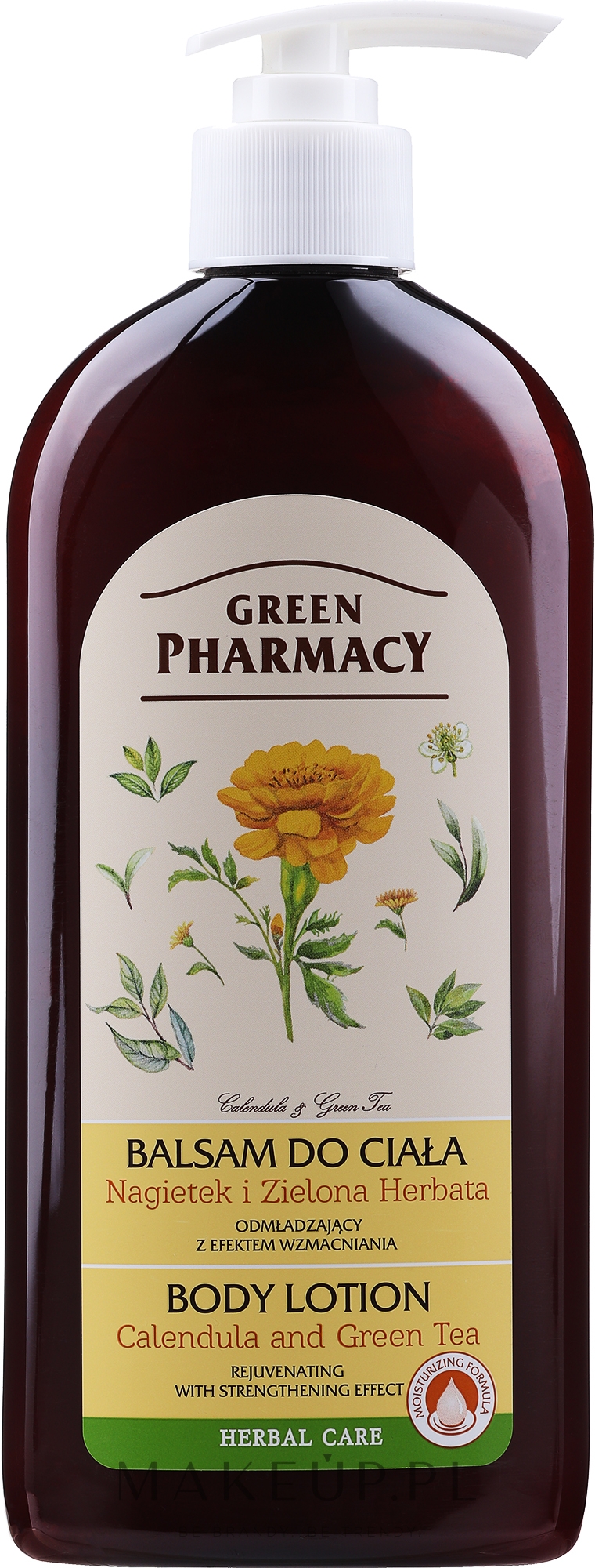 Odmładzający balsam do ciała Nagietek i zielona herbata - Green Pharmacy — Zdjęcie 500 ml