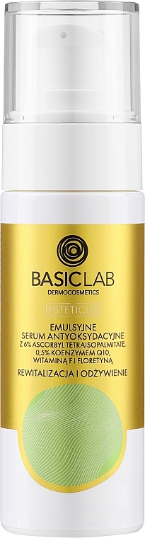 Emulsyjne serum antyoksydacyjne - BasicLab Dermocosmetics Esteticus Face Serum 6% Ascorbyl Tetraisopalmitate — Zdjęcie N3