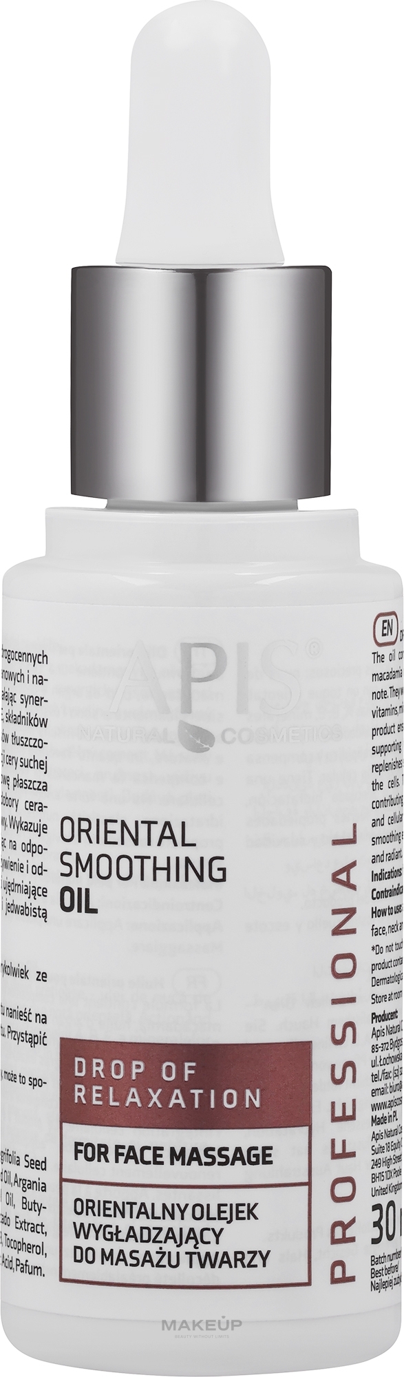 Orientalny olejek wygładzający do masażu twarzy do cery dojrzałej - APIS Professional Kropla Relaksu — Zdjęcie 30 ml