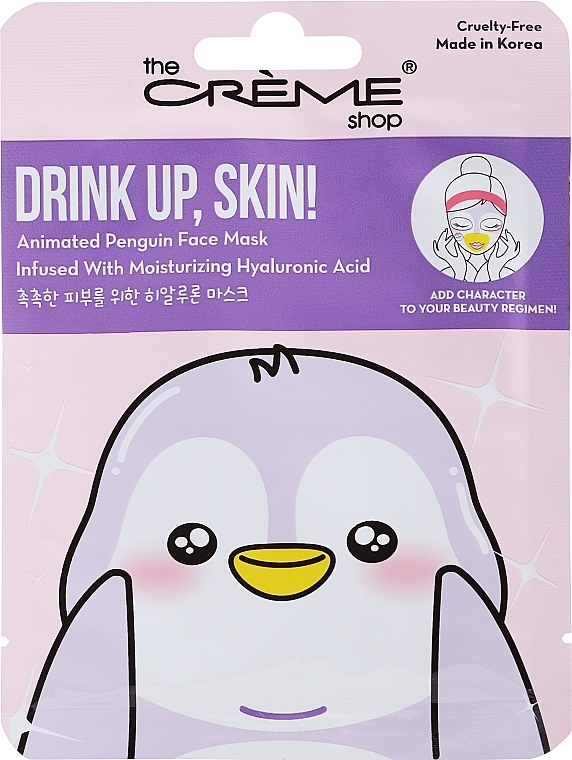 Maseczka do twarzy - The Creme Shop Drink Up Skin! Penguin Face Mask With Hyarulonic Acid — Zdjęcie N1
