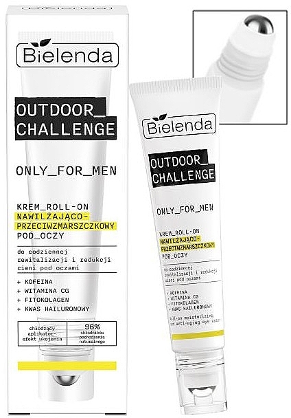 Nawilżający krem ​​przeciwzmarszczkowy pod oczy - Bielenda Only For Men Outdoor Challenge Roll-On Moisturizing And Anti-Wrinkle Eye Cream — Zdjęcie N1