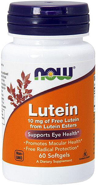Suplement diety Luteina, 10 mg - Now Foods Lutein Softgels — Zdjęcie N1