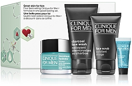 Kup Zestaw - Clinique Great Skin For Him Set (gel/50ml + f/wash/50ml + f/scr/30ml + eye/conc/5ml)