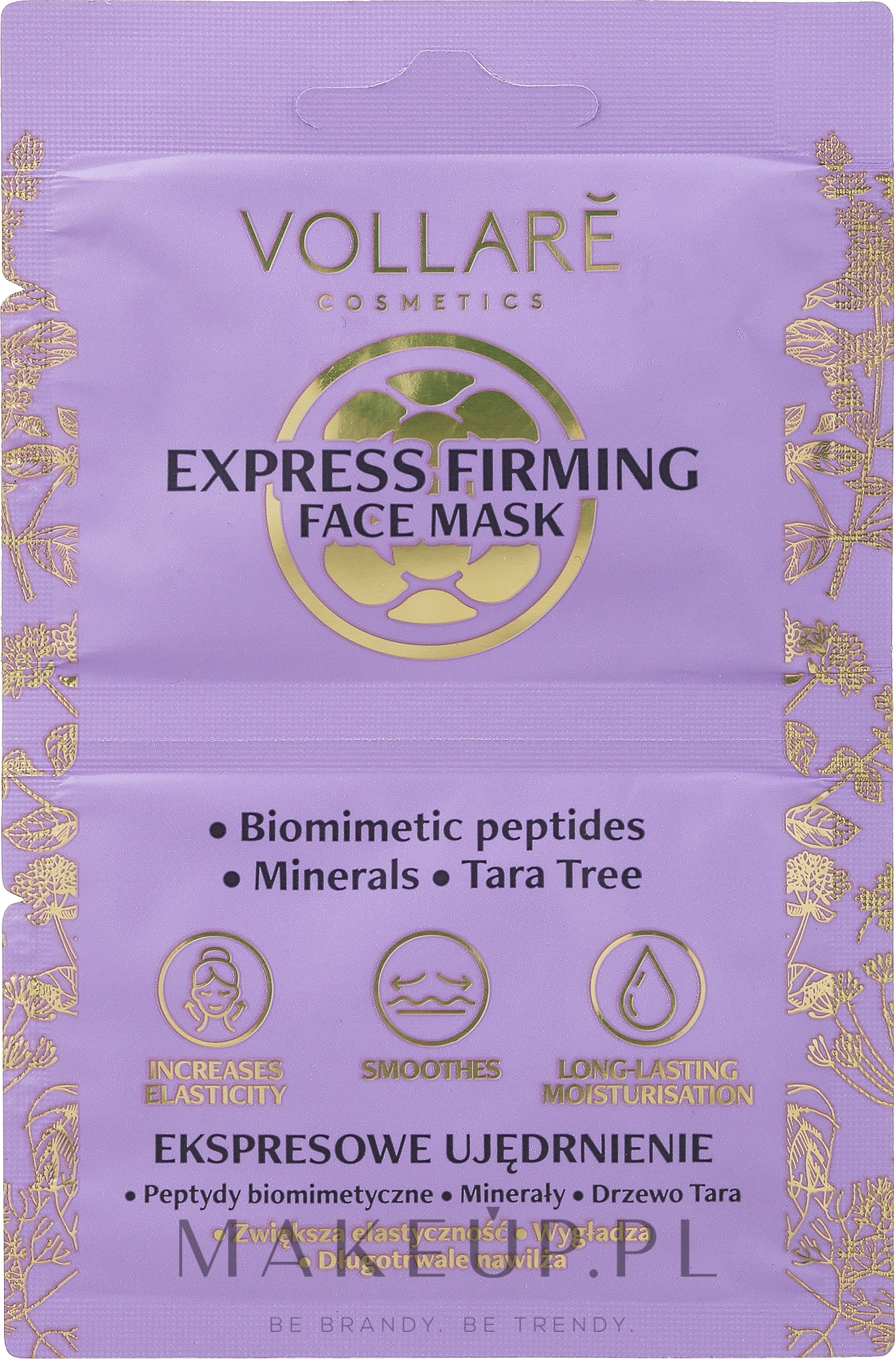 Nawilżająco-wygładzająca maska na twarz, szyję i dekolt - Vollare Perfect Smoothing Express Firming — Zdjęcie 2 x 5 ml