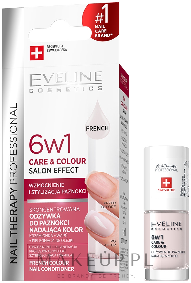 Skoncentrowana odżywka do paznokci nadająca kolor 6 w 1 - Eveline Cosmetics Nail Therapy Professional  — Zdjęcie French