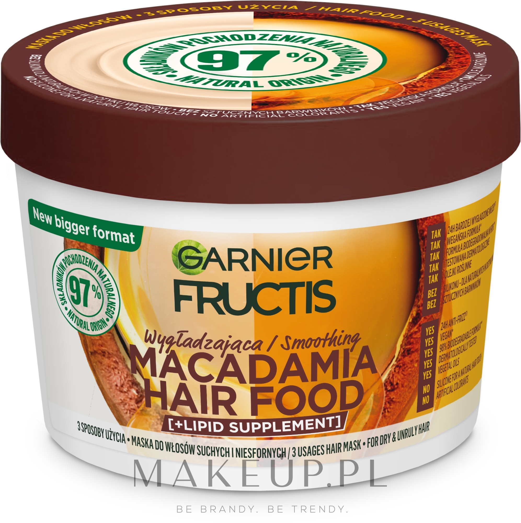 Garnier Fructis Macadamia Hair Food - Wygładzająca maska do włosów suchych i niesfornych — Zdjęcie 400 ml