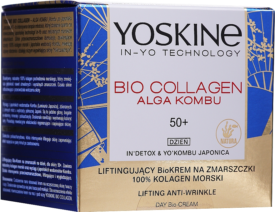 Liftingujący biokrem na zmarszczki z kolagenem morskim - Yoskine Bio Colagen Alga Kombu Day Cream 50+ — Zdjęcie N1