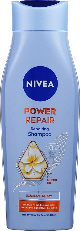 Rewitalizujący szampon do włosów z olejkiem manojowym i skwalanem - NIVEA Power Repair Shampoo — Zdjęcie N1