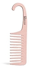 Grzebień z szeroko rozstawionymi zębami i haczykiem, biodegradowalny, różowy - IDC Institute Shower Hook Detangling Comb — Zdjęcie N1