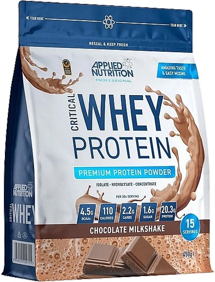 Suplement diety Czyste białko serwatkowe o smaku czekoladowego koktajlu mlecznego - Applied Nutrition Critical Whey Chocolate — Zdjęcie N1