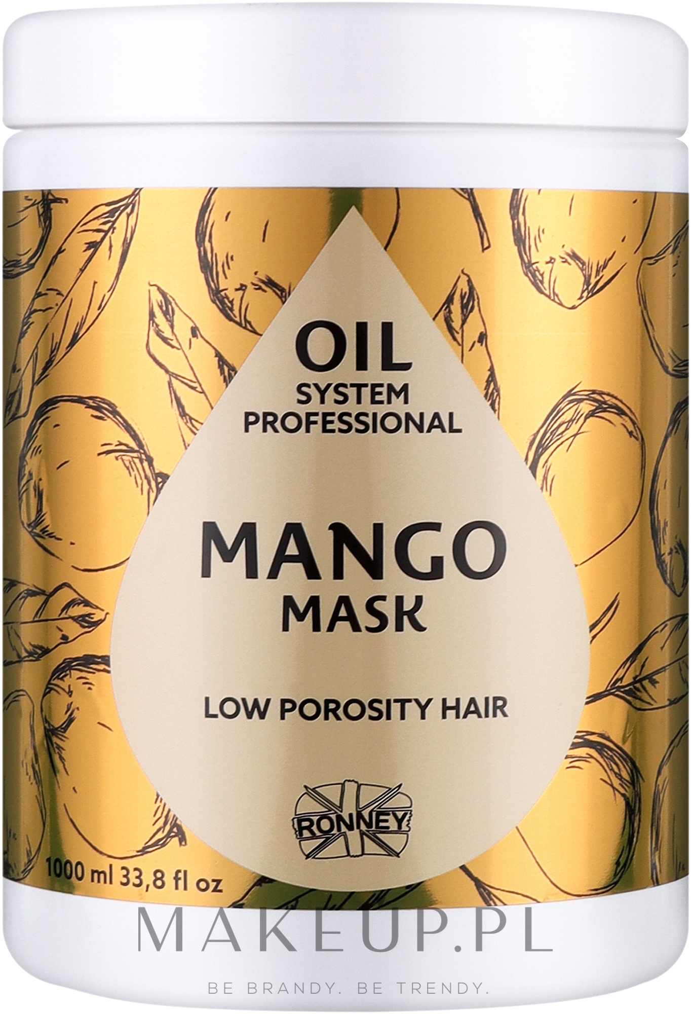 Maska do włosów niskoporowatych z masłem mango - Ronney Professional Oil System Low Porosity Hair Mango Mask — Zdjęcie 1000 ml