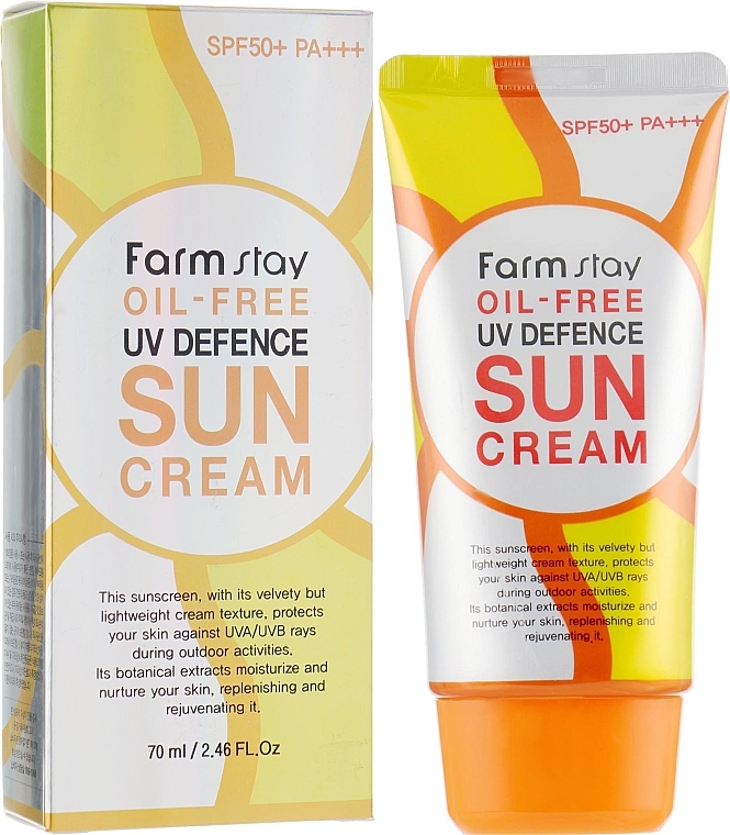 Bezolejowy krem przeciwsłoneczny do twarzy SPF 50+/PA+++ - FarmStay Oil-Free UV Defence Sun Cream
