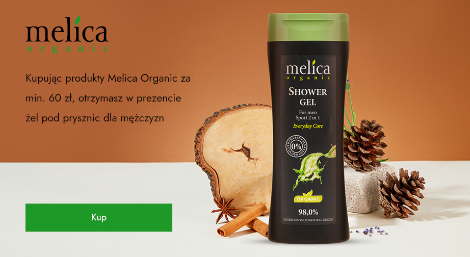 Kupując produkty Melica Organic za min. 60 zł, otrzymasz w prezencie żel pod prysznic dla mężczyzn.