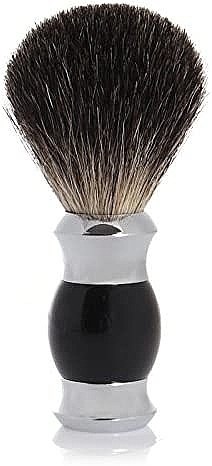 Pędzel do golenia z czarnym włosiem borsuka, uchwyt polimerowy, czarny ze srebrem - Golddachs Pure Badger Polymer Handle Black Silver — Zdjęcie N1