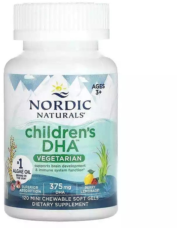 Suplement diety dla dzieci DHA, lemoniada jagodowa - Nordic Naturals Children's DHA 375 mg Ages 3+ Berry Lemonade — Zdjęcie N1