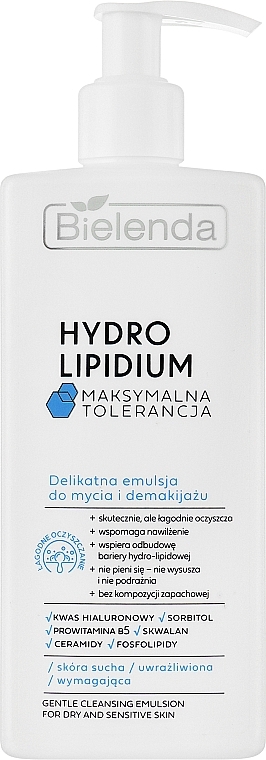 Delikatna emulsja do mycia i demakijażu - Bielenda Hydro Lipidium — Zdjęcie N1