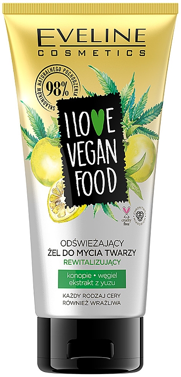 Odświeżający żel do mycia twarzy - Eveline Cosmetics I Love Vegan Food — Zdjęcie N1