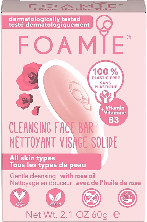 Mydło do twarzy z olejkiem różanym - Foamie Cleansing Face Bar — Zdjęcie N1