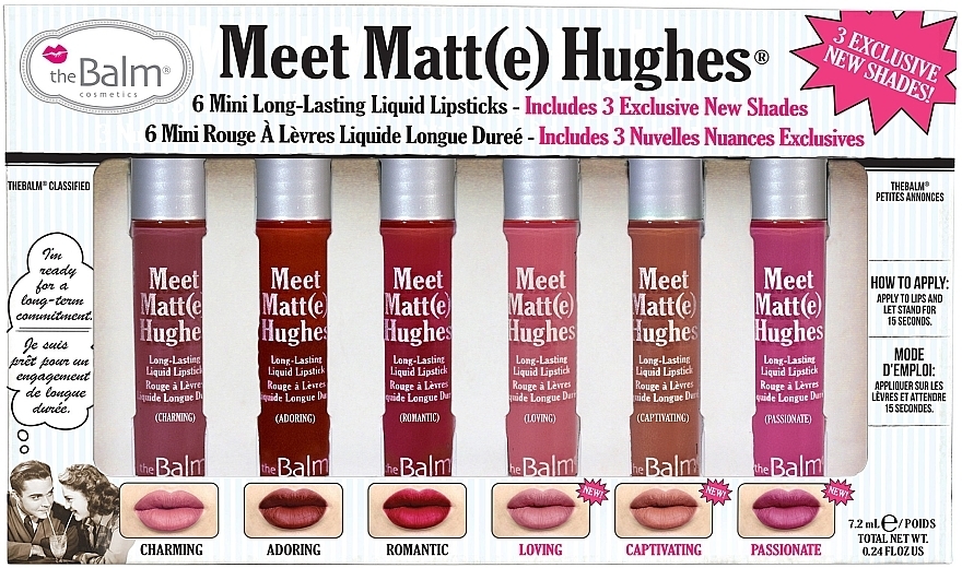 Zestaw matowych mini-pomadek do ust (lipstick 6 x 1,2 ml) - theBalm Meet Matte Hughes Mini Kit 03