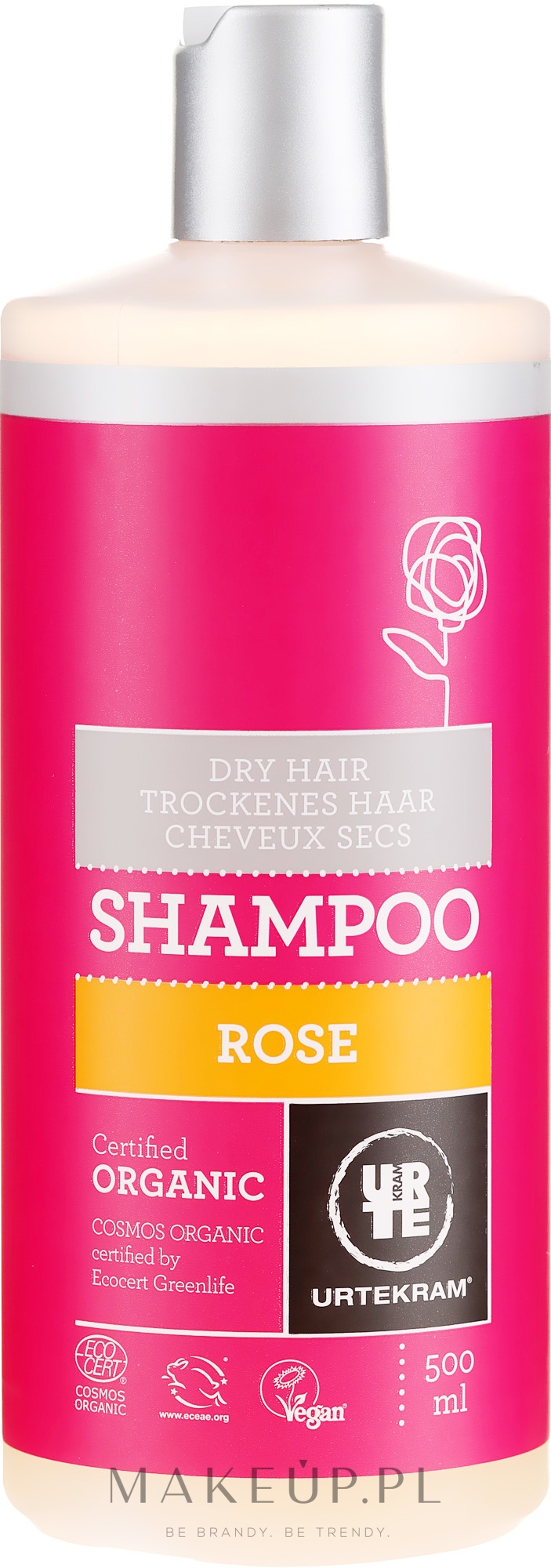 Organiczny szampon do włosów suchych Róża - Urtekram Rose Dry Hair Shampoo — Zdjęcie 500 ml