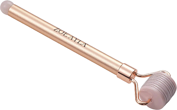 Roller do twarzy z mikroigłami z kwarcu różowego - Zoe Ayla Rose Quartz Derma Roller — Zdjęcie N3