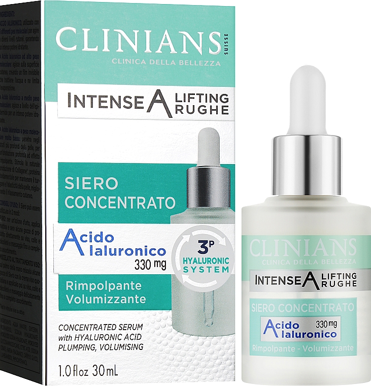 Skoncentrowane serum przeciwstarzeniowe do twarzy - Clinians Intense A Concentrated Serum with Hyaluronic Acid — Zdjęcie N2