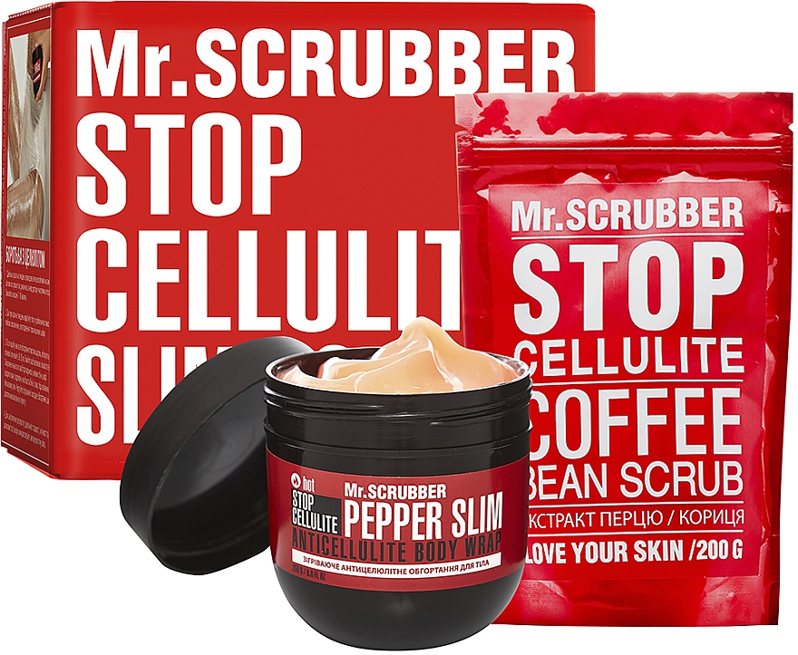 Zestaw - Mr.Scrubber Stop Cellulite Hot Pepper Slim (cr/250g + scrub/200g) — Zdjęcie N1