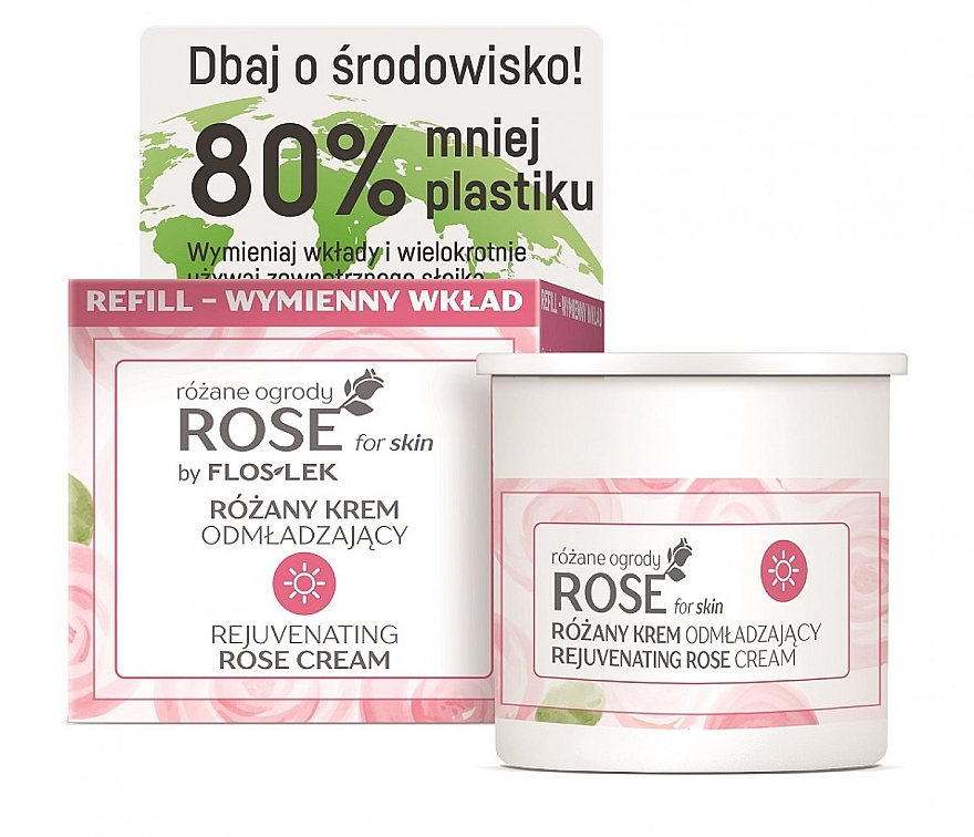 Różany krem odmładzający na dzień - Floslek Rose For Skin Rose Rejuvenating Rose Cream (wymienny wkład) — Zdjęcie N1