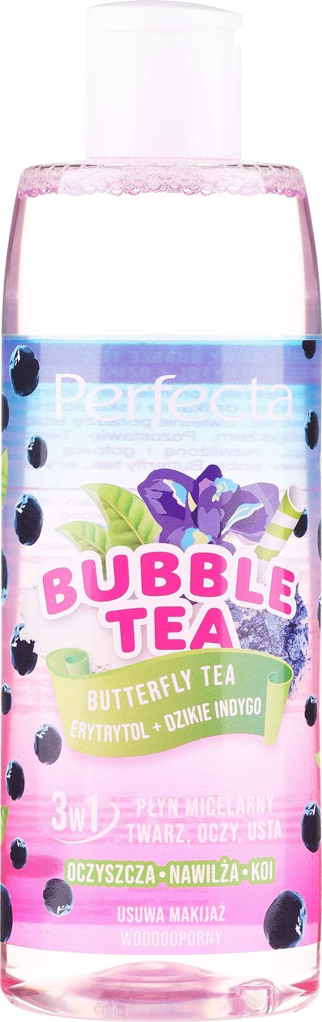 Płyn micelarny 3 w 1 do twarzy, oczu i ust - Perfecta Bubble Tea Butterfly Tea — Zdjęcie 300 ml