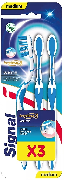 Szczoteczki do zębów, średnia twardość, 3 szt. - Signal Integral 8 White Medium — Zdjęcie N1