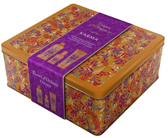 Tesori d`Oriente Metal Box, Karma - Zestaw  (edp/100ml + sh/cr/250ml + bath/cr/500ml) — Zdjęcie N1